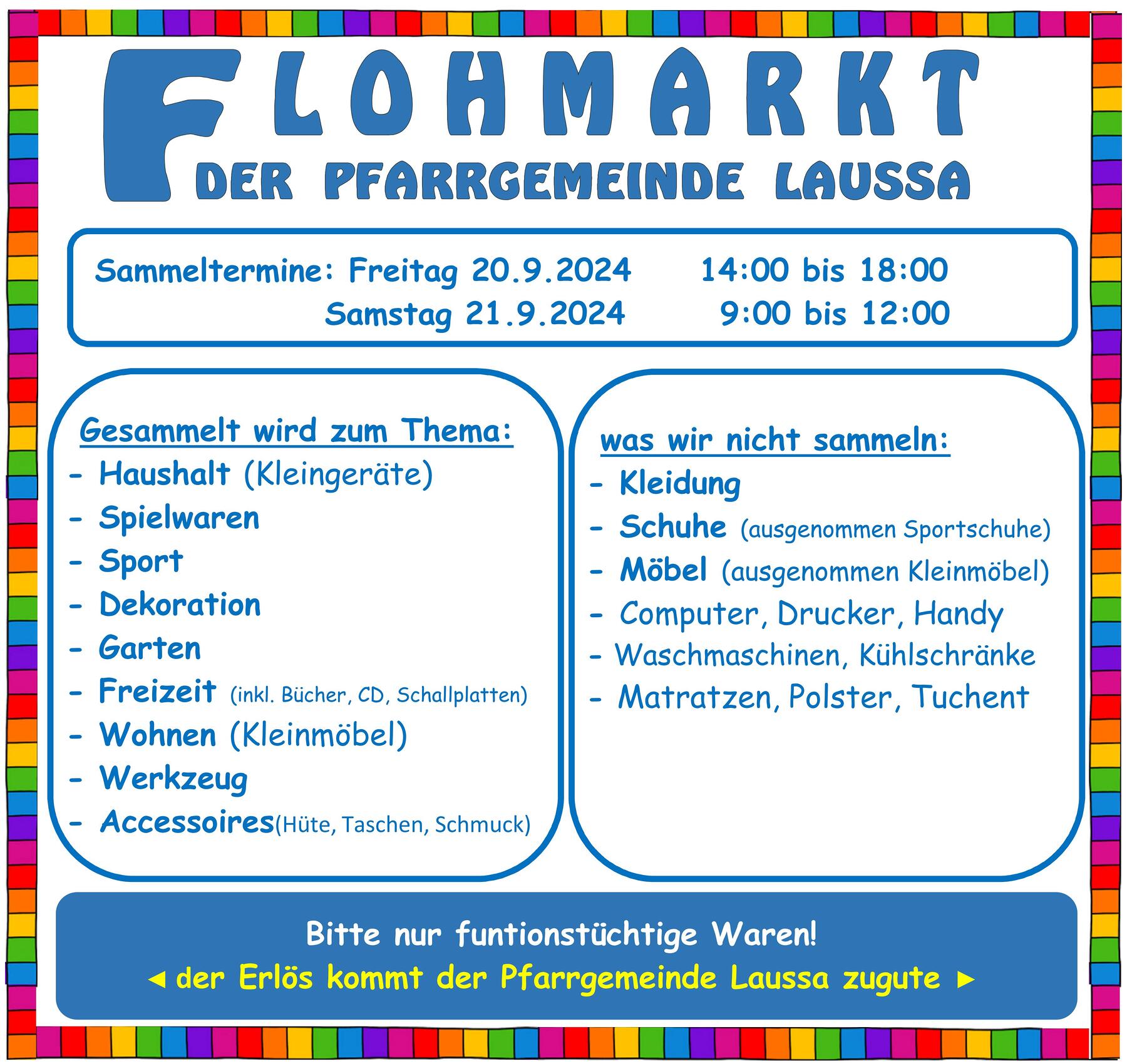 Flohmarkt Sammeltermine